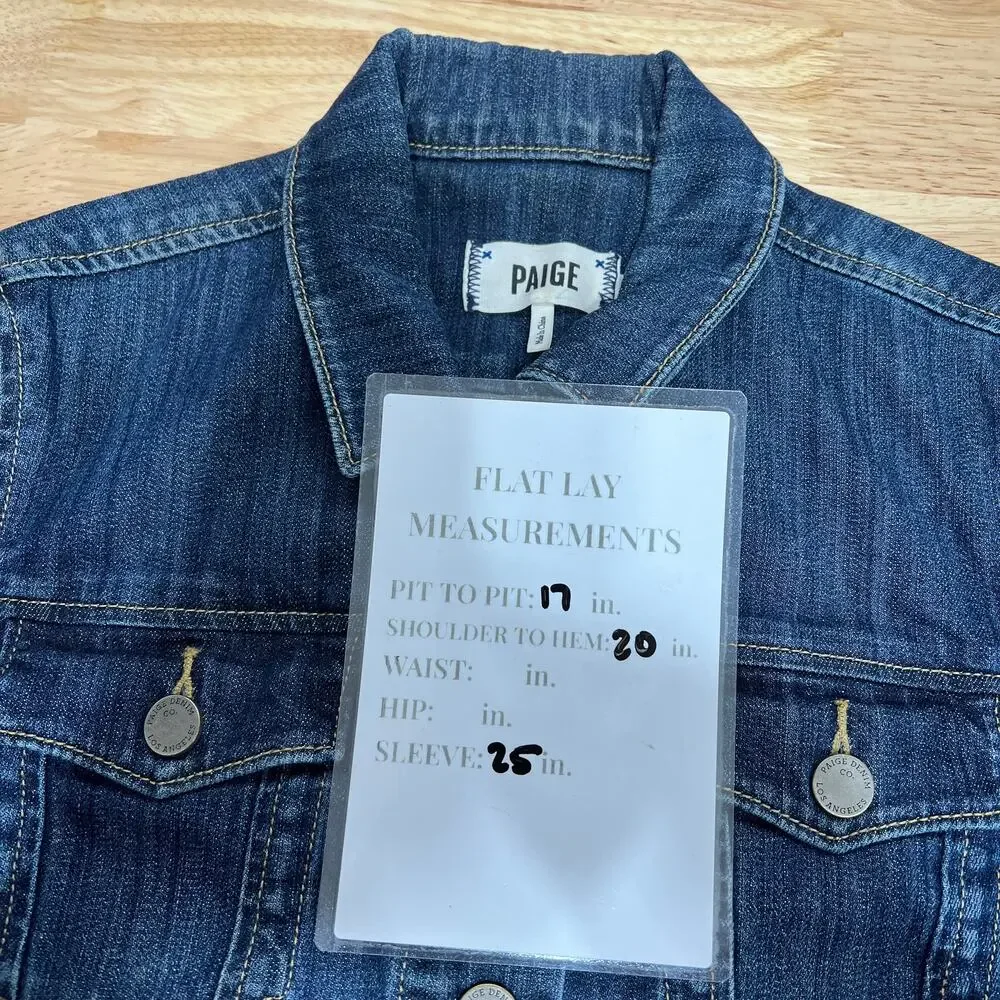 Paige Denim Jacket Women's S Dark Wash Jean Jacket Button Down Collared - Picture 8 of 8